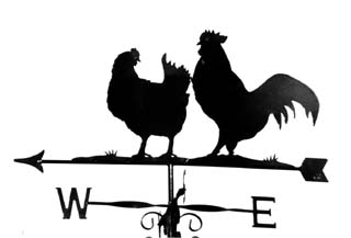 Cockerel and hen weather vane